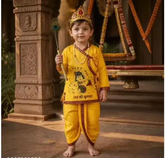 Woven Design Cotton Baby Costume for Boys (Yellow, 18-24 Months)