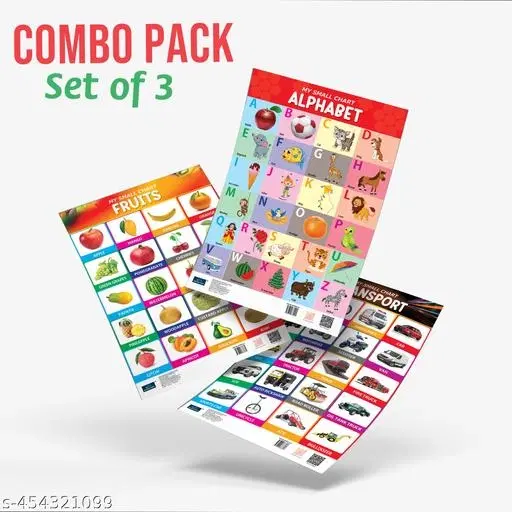 Bookford Publications My small chart Alphabet, Fruits & Transport (Set of 3)