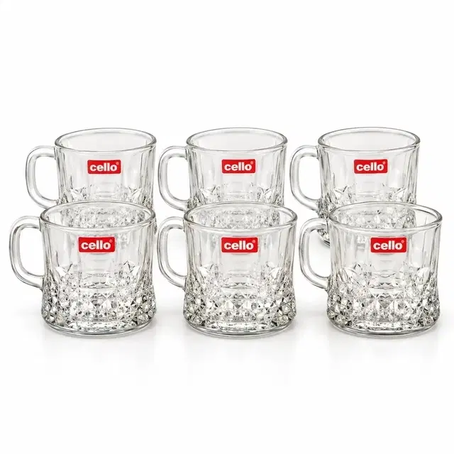 Cello Moscow Glass Cup, 140 ml | Set Of 6 | Heat-Resistant Lead-Free Glass | Tea, Coffee & Green Tea Cup For Home & Office