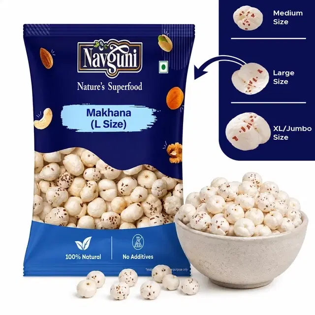 Navguni Premium Makhana (L Size) 200 g II (5+ suta )