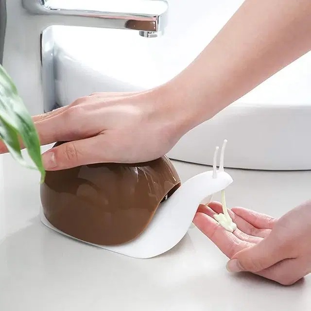 ABS Plastic Snail Shape Liquid Soap Dispenser, Brown & White, 120 ml