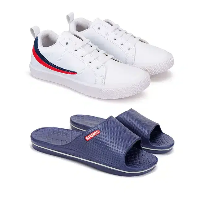 Canvas shoes with flip flop for Men, Pack Of 2 (Multicolor, 10)