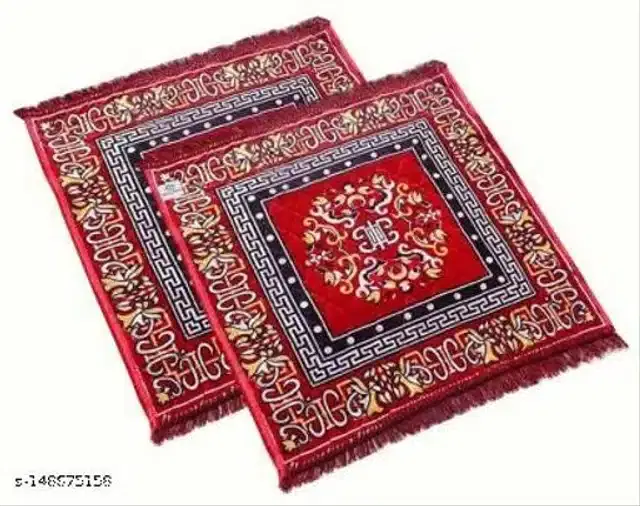 Velvet Pooja Mats for Home, Multicolor, Pack of 2