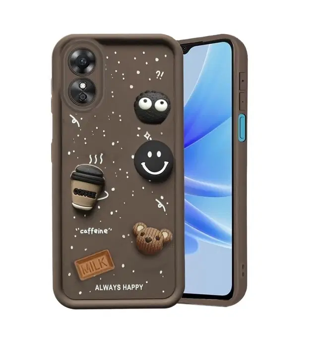 Rubber Mobile Back Cover for Oppo Cph2471 / Oppo_ A17K, Brown