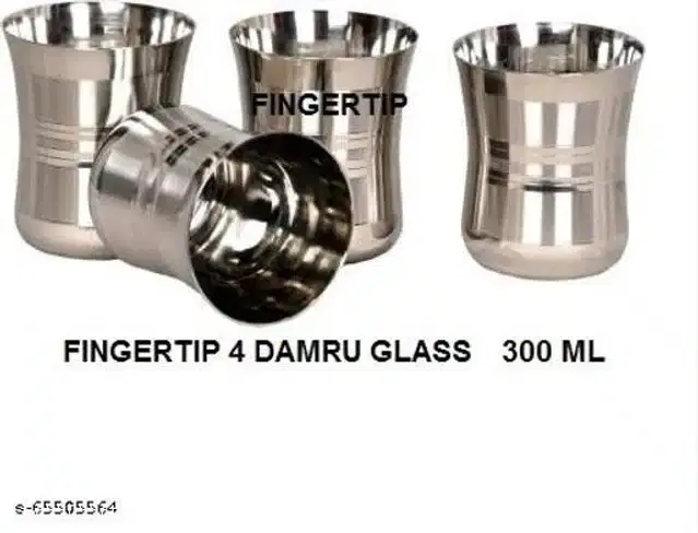 Stainless Steel Glass, Silver, 300 ml, Pack of 6