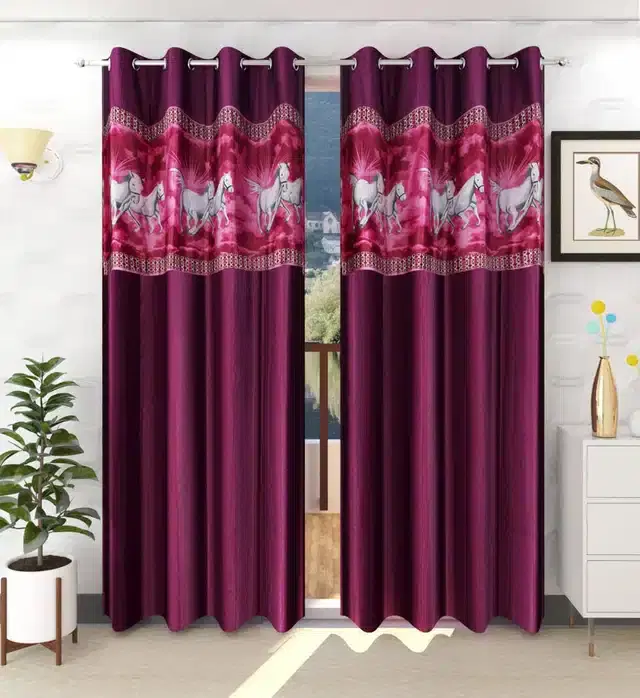 Door Curtains, Pack of 2, Wine, 7 feet