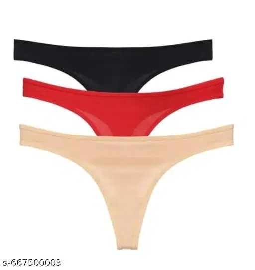Nylon Briefs for Women, Multicolour, Pack of 3 (L)