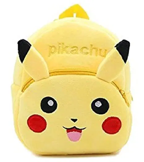 Heaven Decor Pikachu Velvet Soft Plus Kidds School Bag Nursury Class To 5,  14 Inch, Yellow, A037