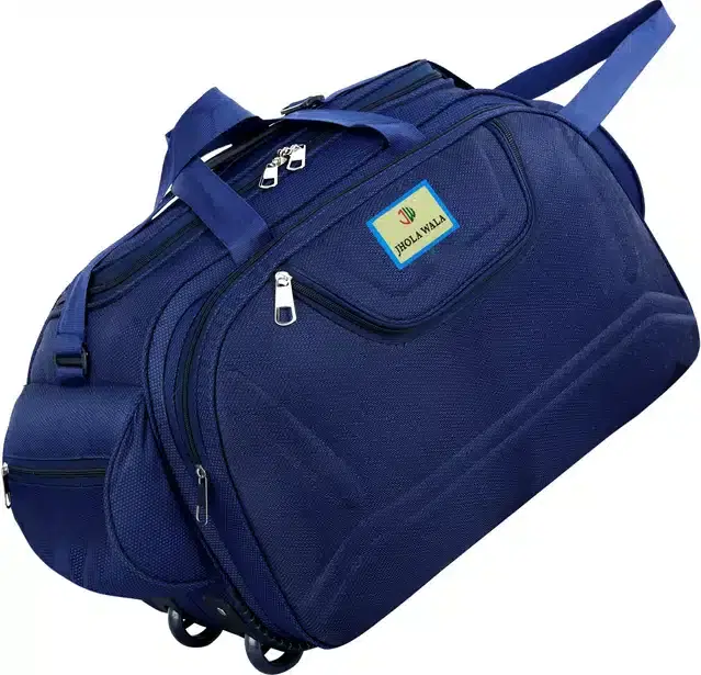 Nylon Traveling Luggage Bag with Wheels, Navy Blue,60 L