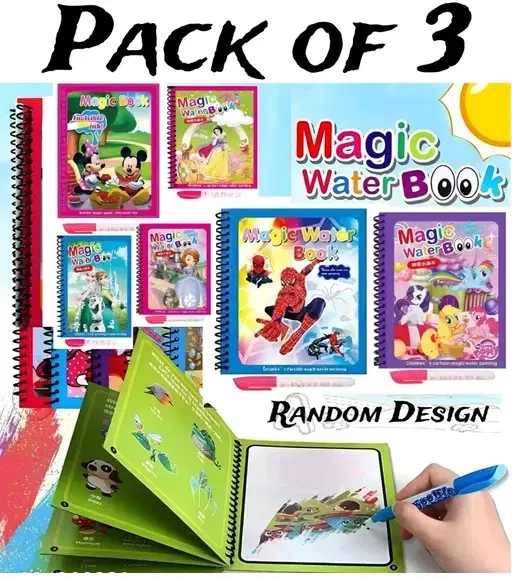 Magic Water Book 3 Pcs with 3 Pcs Magic Pen for Kids, Set of 2
