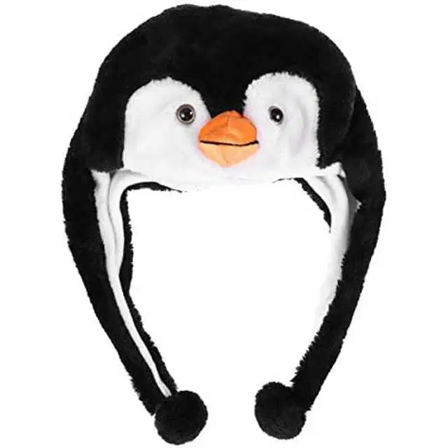 Unisex Plush Animal Warm Ski Caps, Pack of 1 (Black, 3-8 Years) (SE-3)