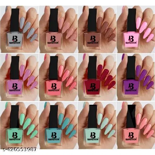 Banetion Matte Nail Polish, Multicolor, Pack of 12