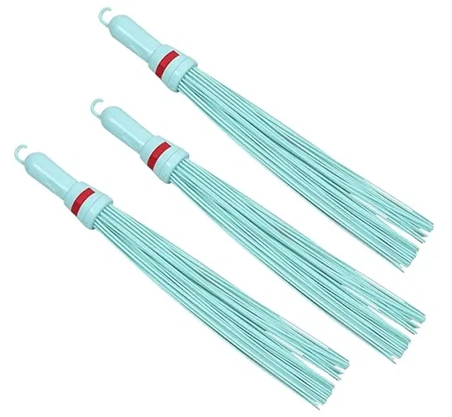 Plastic Brooms Bathroom & Home Floor Cleaning, Multicolor, Pack of 3