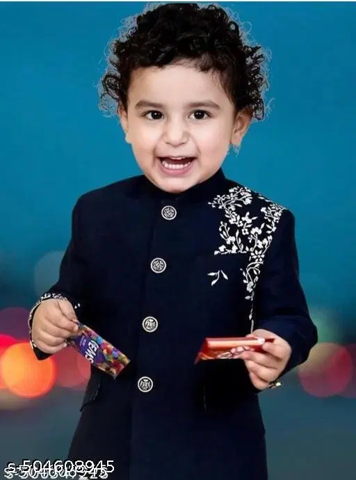 Botanical Cotton Kurta Set for Boys (White, 9-12 Months)