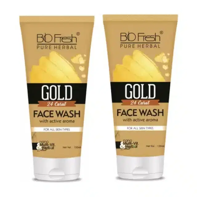 Biofresh Pure Herbal 24 Carat Gold Face Wash, Pack of 2, 120 ml