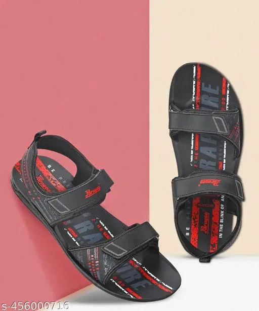 Paragon PU Sandals for Men (Black, 6)