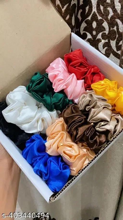 Stylish Scrunchies for Women (Blue, Pack of 10)