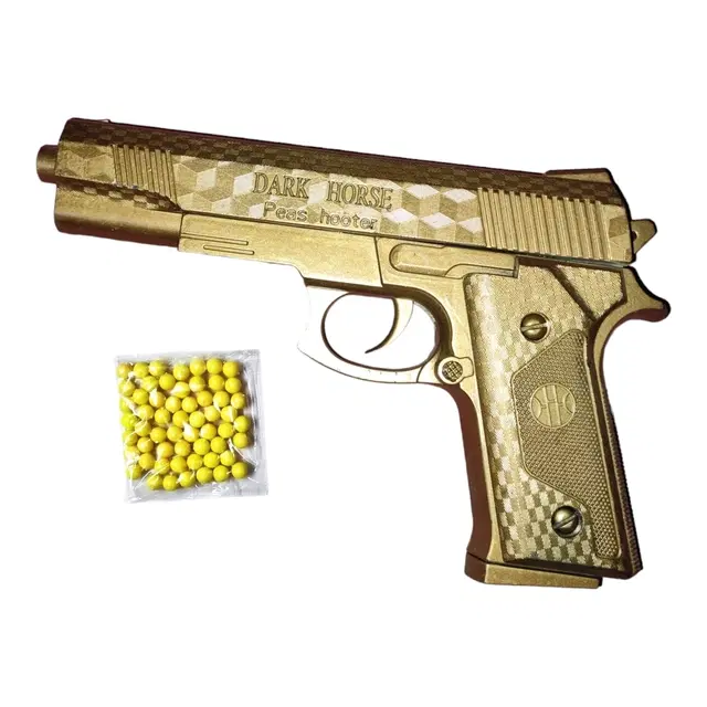Plastic Mouser Gun Toy with 50 Pcs Bullets for Kids, Gold, Set of 1