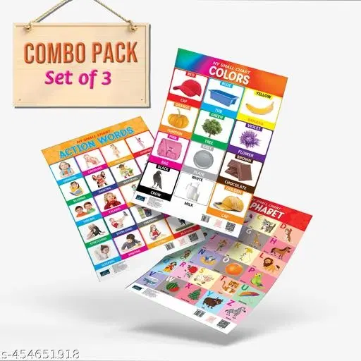 Bookford Publications My small chart Alphabet, Action Words & Colors (Set of 3)