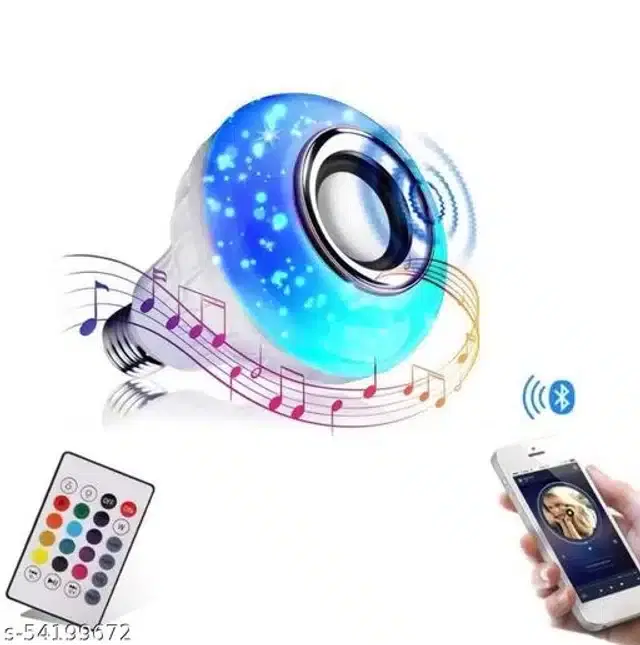 Remote Control Bluetooth Speaker cum LED Bulb, Multicolor