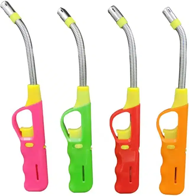 Stainless Steel Refillable Gas Lighter, Multicolor, Pack of 4