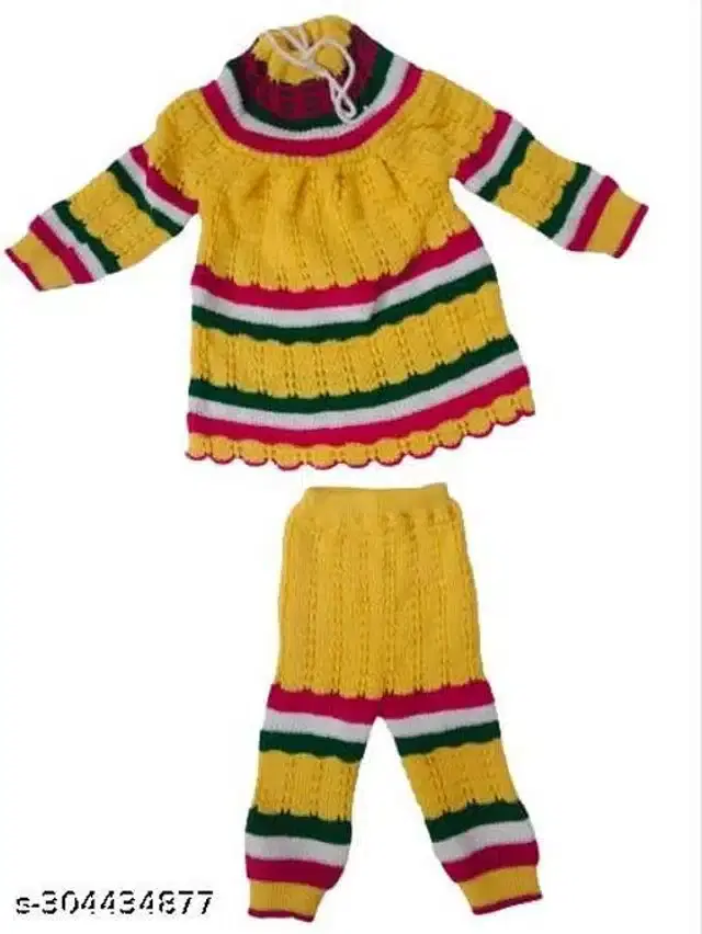 Woolen Sweater & Pant for Girls (Multicolor, 6-12 Months)