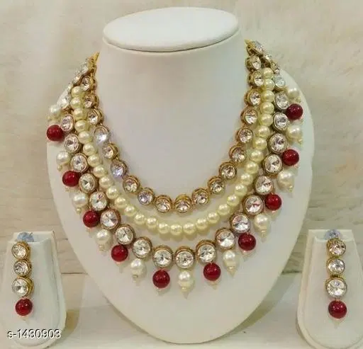 Elegant Copper Jewellery Set, Maroon