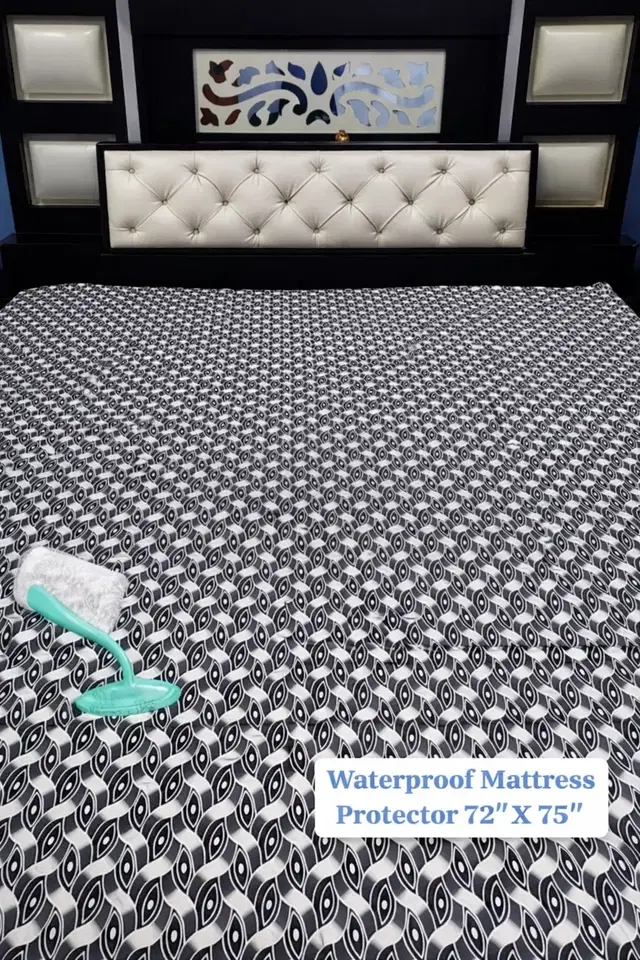 Homewatica Grey Printed Mattress Protector Pack of 1 Grey