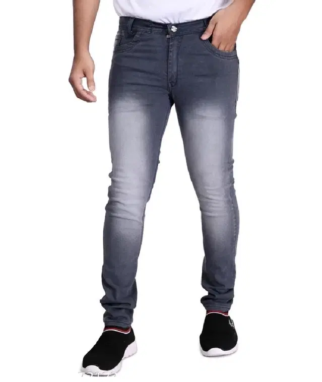 Denim Slim Fit Jeans for Men (Grey, 30)
