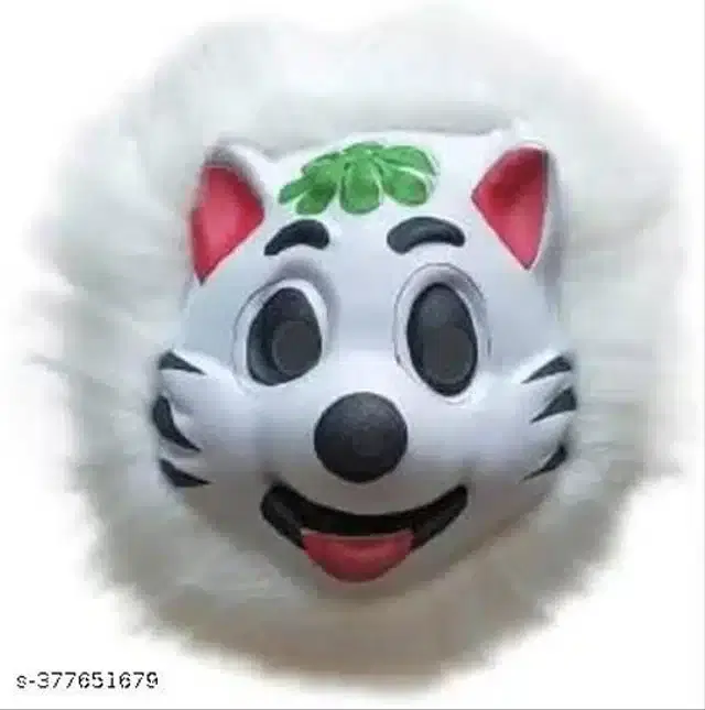 White Fox Face Mask for Holi, Multicolor