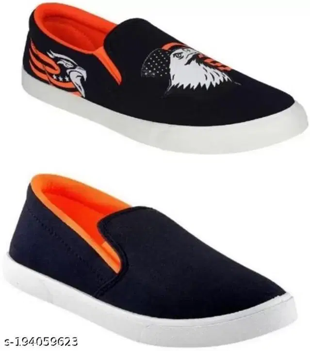 Loafers for Men, Pack of 2 (Navy Blue & Orange, 6)