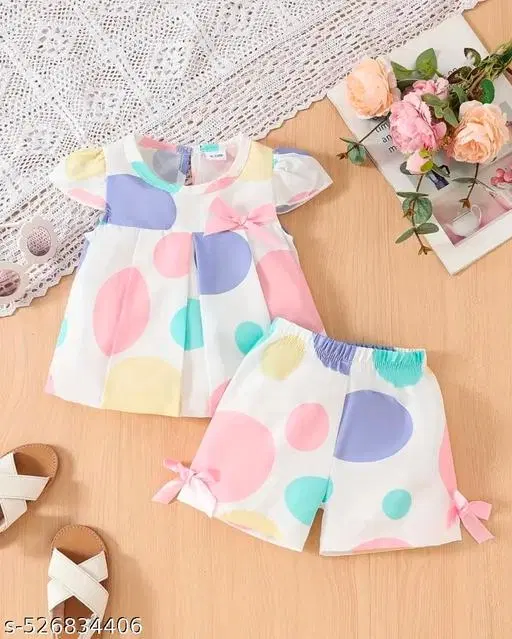 Cotton Clothing Set for Girls (White, 1-2 Years)