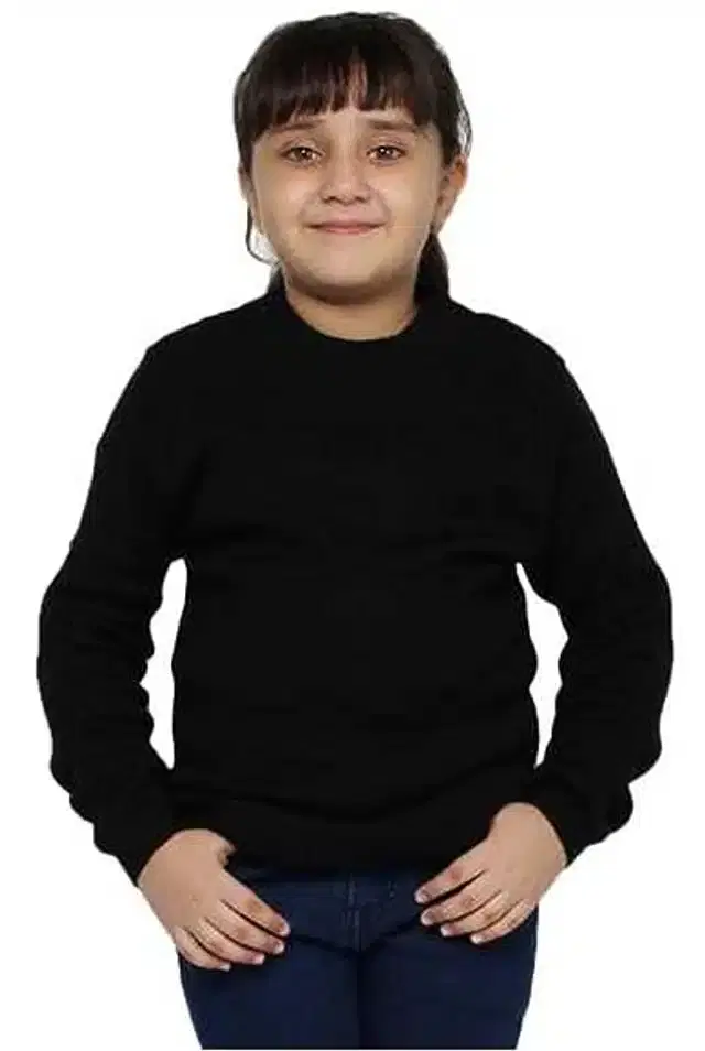 Full Sleeves Solid Sweater for Girls (Black, 6-9 Months)