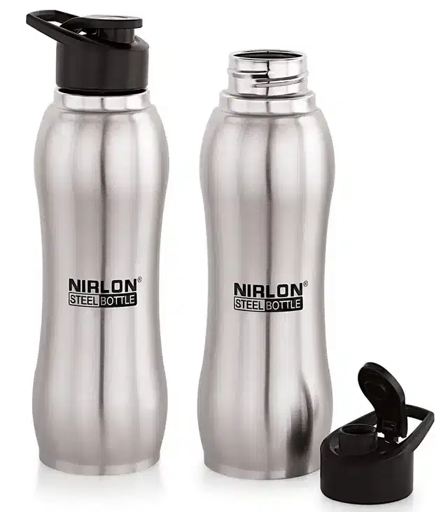 Stainless Steel Insulated Single Wall Water Bottle, Pack of 2, Silver, 750 ml