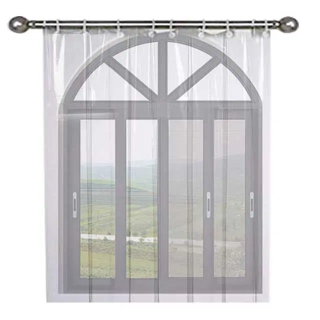 PVC AC Curtain for Window with 8 Plastic Rings, Transparent, 4.5 X 5 Feet, W-13