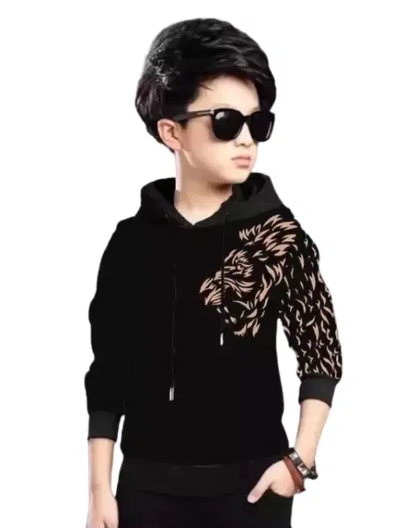 Light Fleece Printed Hoodie for Kids, Black (2-4 Years)