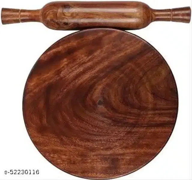Wooden Chakla with Belan Roti Maker Set, Brown