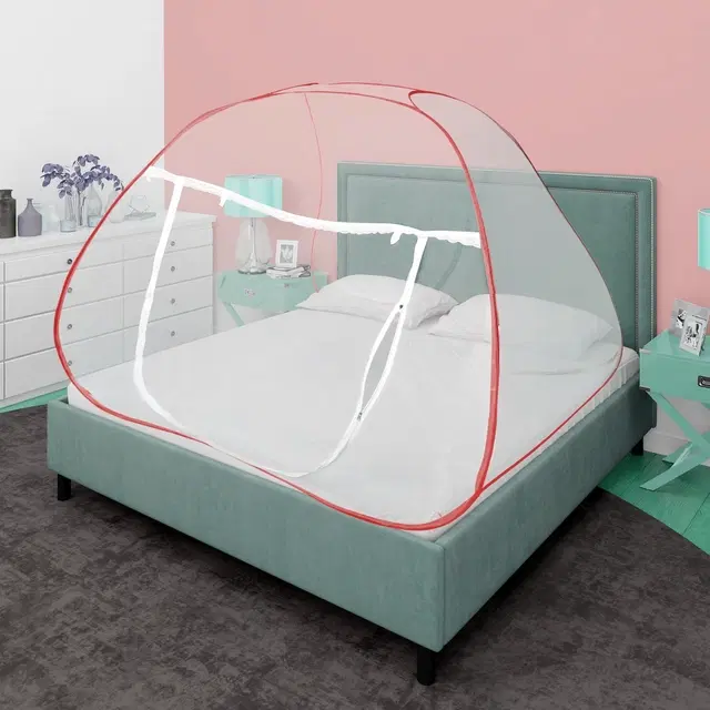 Polyester Washable Mosquito Net, Red, 6x6 Feet