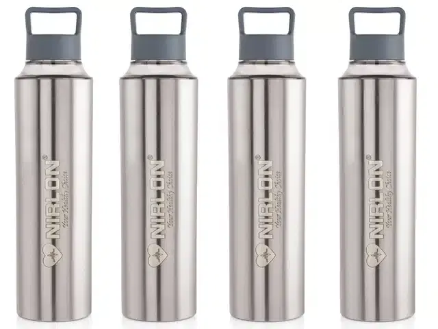 Stainless Steel Insulated Single Wall Water Bottle, Pack of 4, Silver, 900 ml
