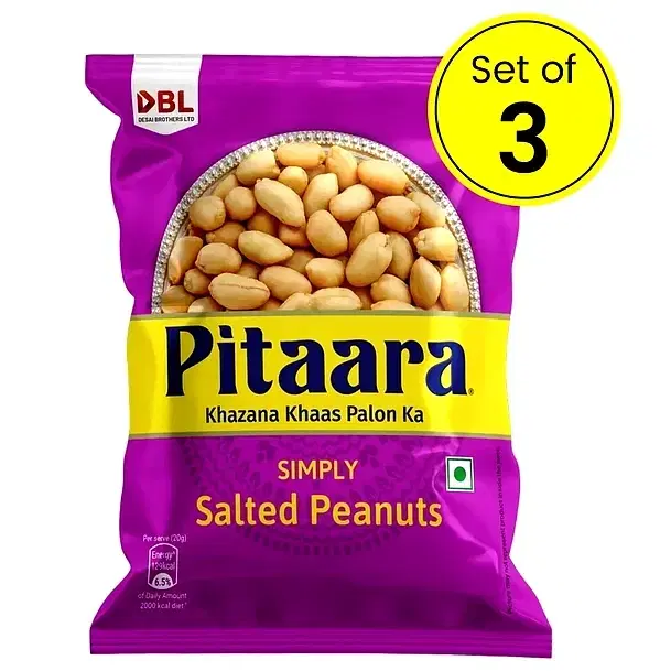 Pitaara Simply Salted Peanuts 3X70 g (Pack Of 3)