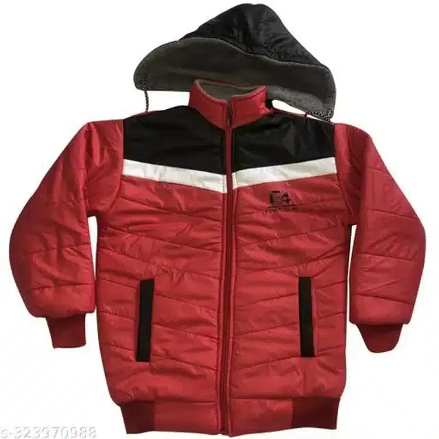 Nylon Full Sleeves Hooded Jacket for Girls (Black & Maroon, 0-3 Months)