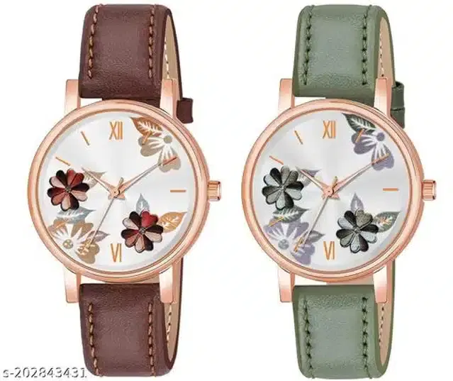 Analog Watch for Women, Pack of 2 (Multicolor)