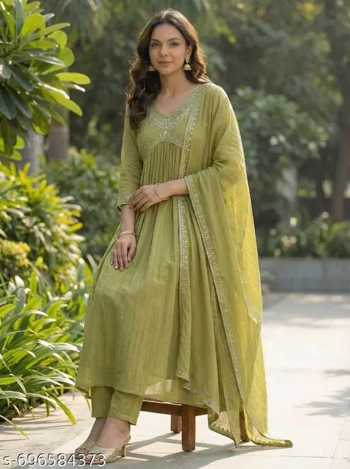 Printed Kurta Set for Women (Beige, S)