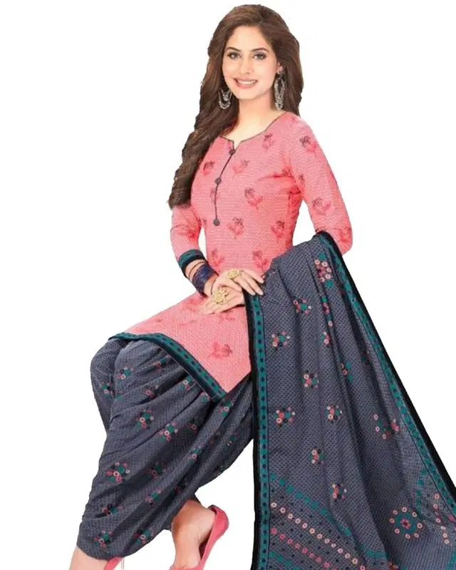 Yashika Unstitched Crepe Salwar Suit Material (Pink) (Y-380)