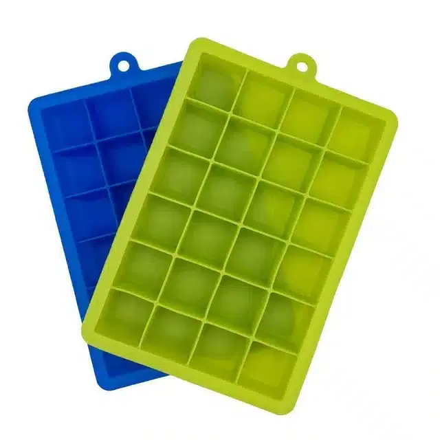 Silicone Ice Cube Trays, Blue, Pack of 2