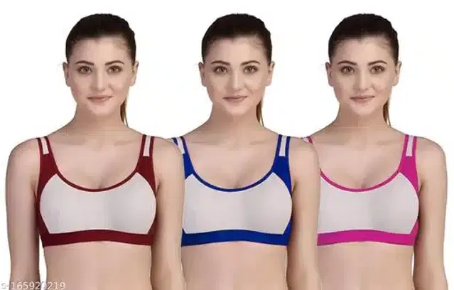 Hosiery Non Padded Bra for Women, Pack of 3 (Multicolor, 34B)