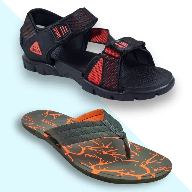 Slipper with Sandals for Men, Pack of 2 (Multicolor, 6)