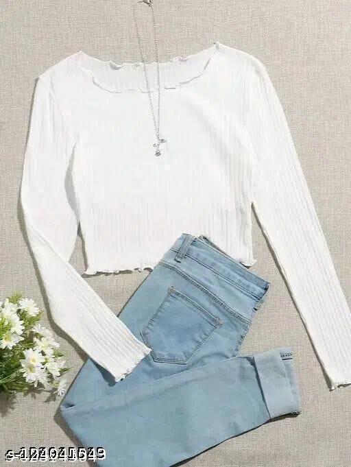 Cotton Casual Wear Top & Bottom Sets for Women (White, M)