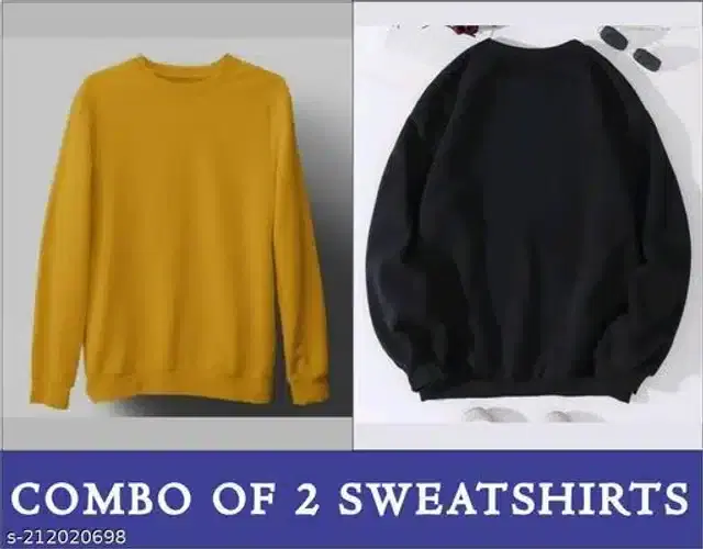Full Sleeves Sweatshirt for Women, Combo of 2 (Mustard & Black, S)
