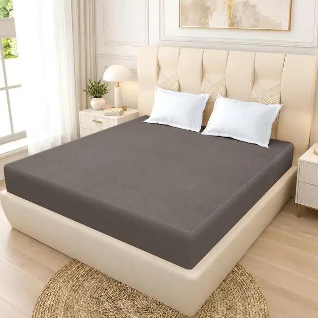 Rivermoor Cloud Cotton Water Resistant Mattress Protector Fitted King 183 Cm X 183 Cm X 25 Cm Dark Grey